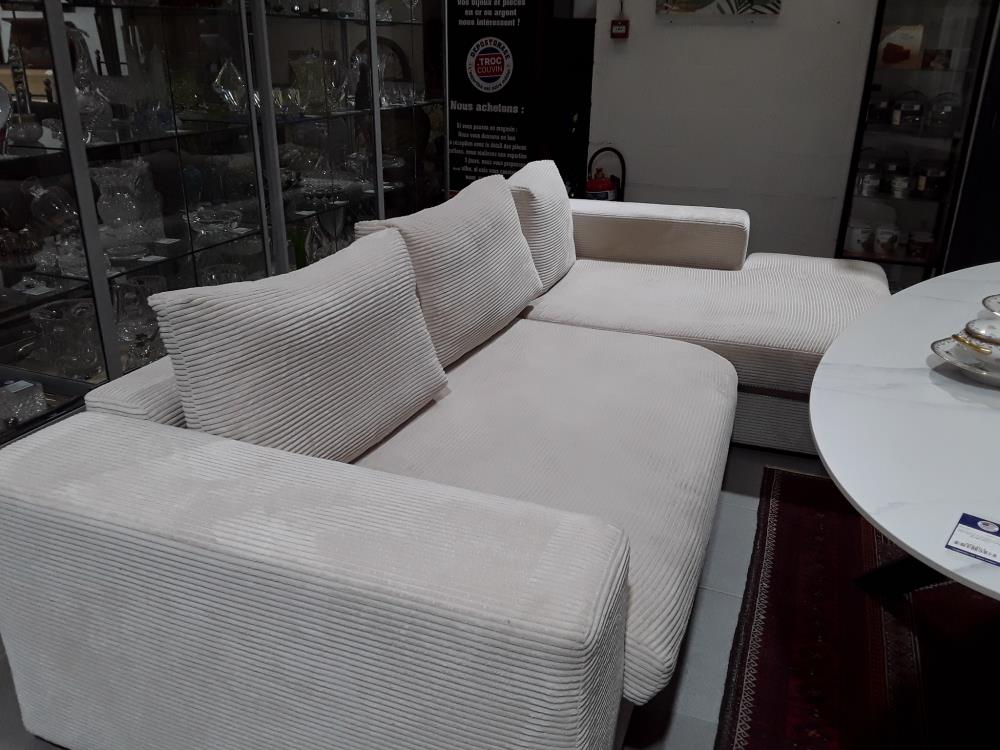 SALON ANGLE DROIT  DESIGN BEIGE TISSUS COTELÉ 3M/1M70 