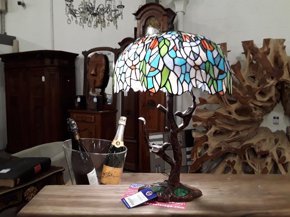 TIFFANY OISEAUX DANS L'ARBRE FEUILLE VERTE