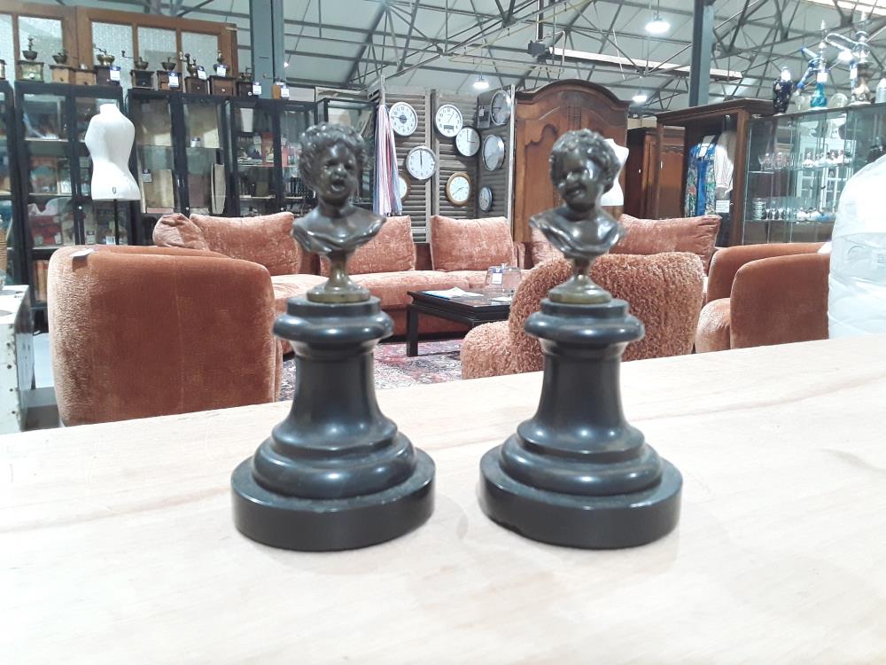 PRESSE PAPIER BUSTES D ENFANTS EN BRONZE 19EME