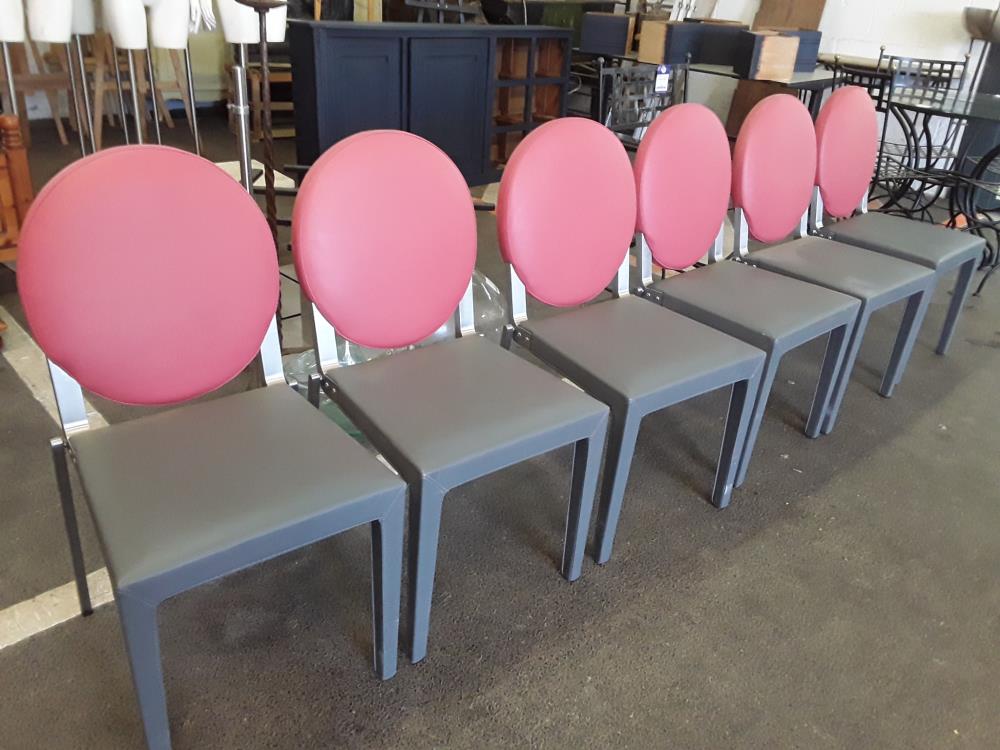 SERIE DE 6 CHAISES DESIGN CUIR ET INOX 