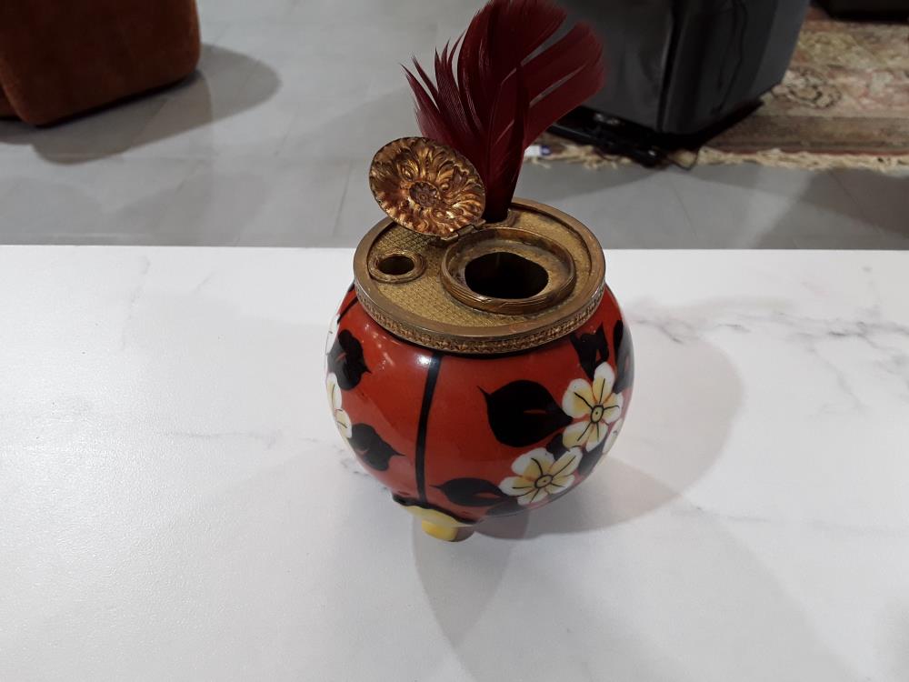 ENCRIER EN CÉRAMIQUE  STYLE JAPONAIS 19EME