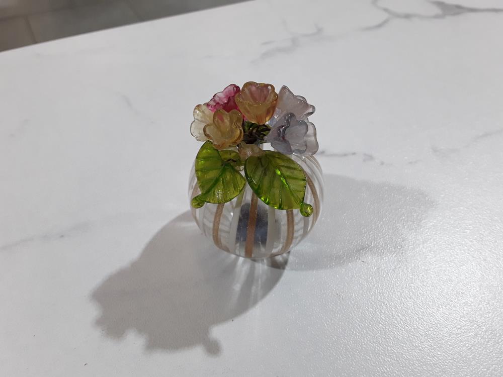 MINI VASE AVEC FLEUR EN VERRE SOUFFLÉ ITALIEN 