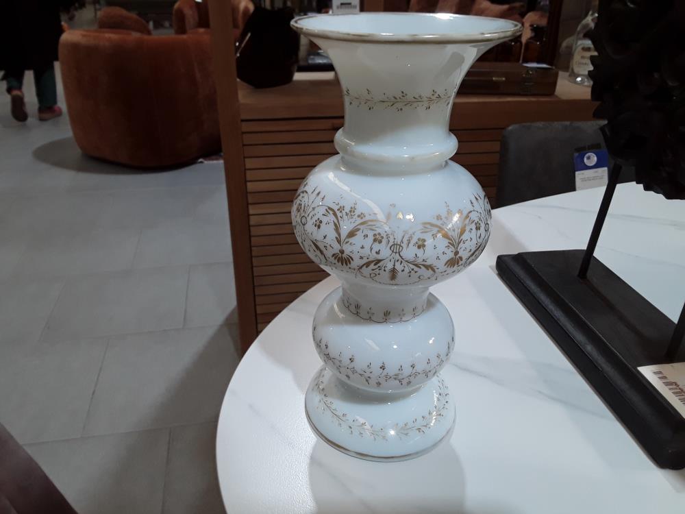 OPALINE BLANCHE ET OR FIN 19EME 