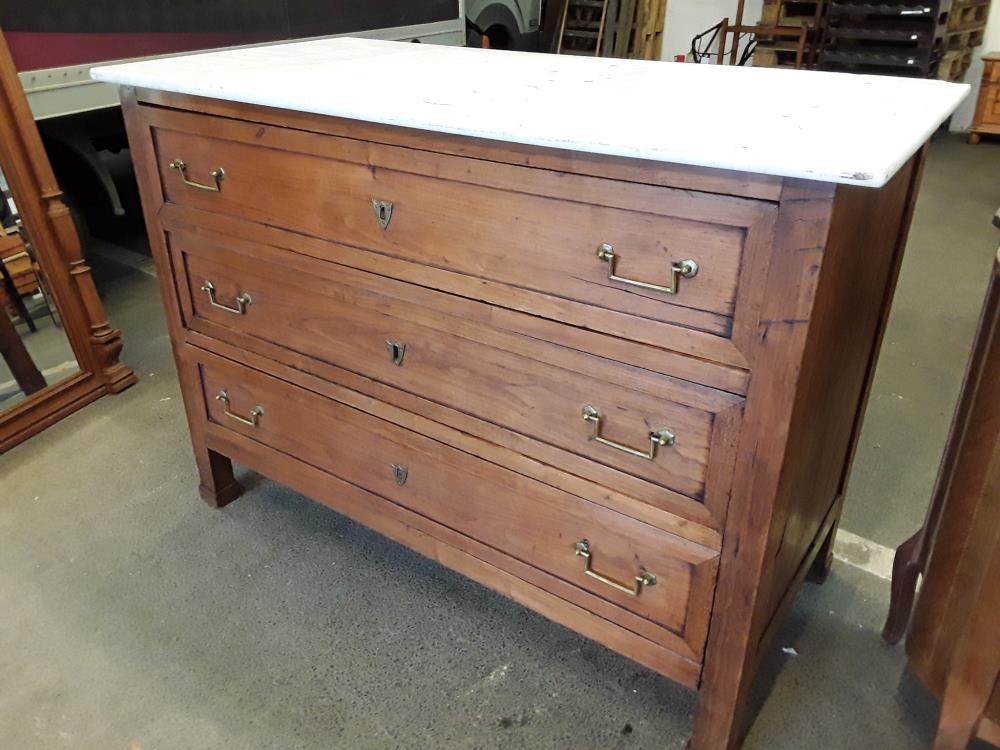 COMMODE DE ST LOUIS XVI MERISIER ET MARBRE BLANC LONGUEUR 130 PROFONDEUR 65 HAUTEUR 96 