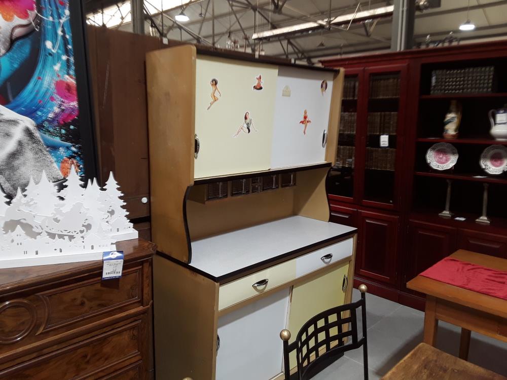 MEUBLE CUISINE VINTAGE TIROIRS EN VERRE 