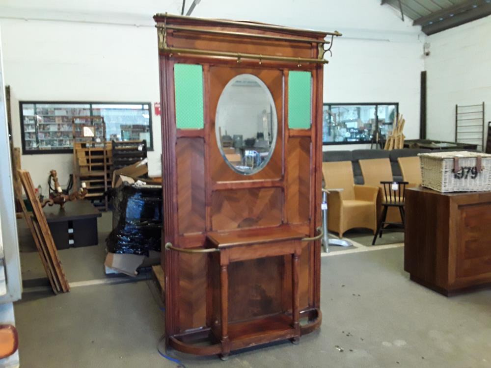 PORTE MANTEAUX DE BAR EN ACAJOU ET LAITON FIN 19EME 