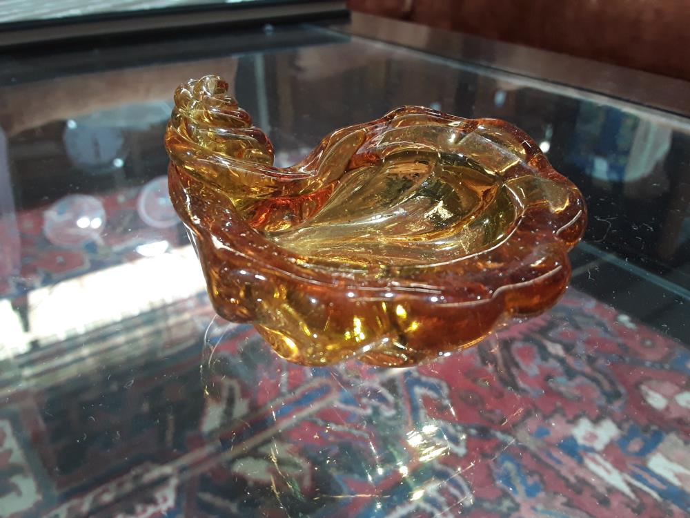CENDRIER EN VERRE SOUFFLÉ EPAIS MURANO 