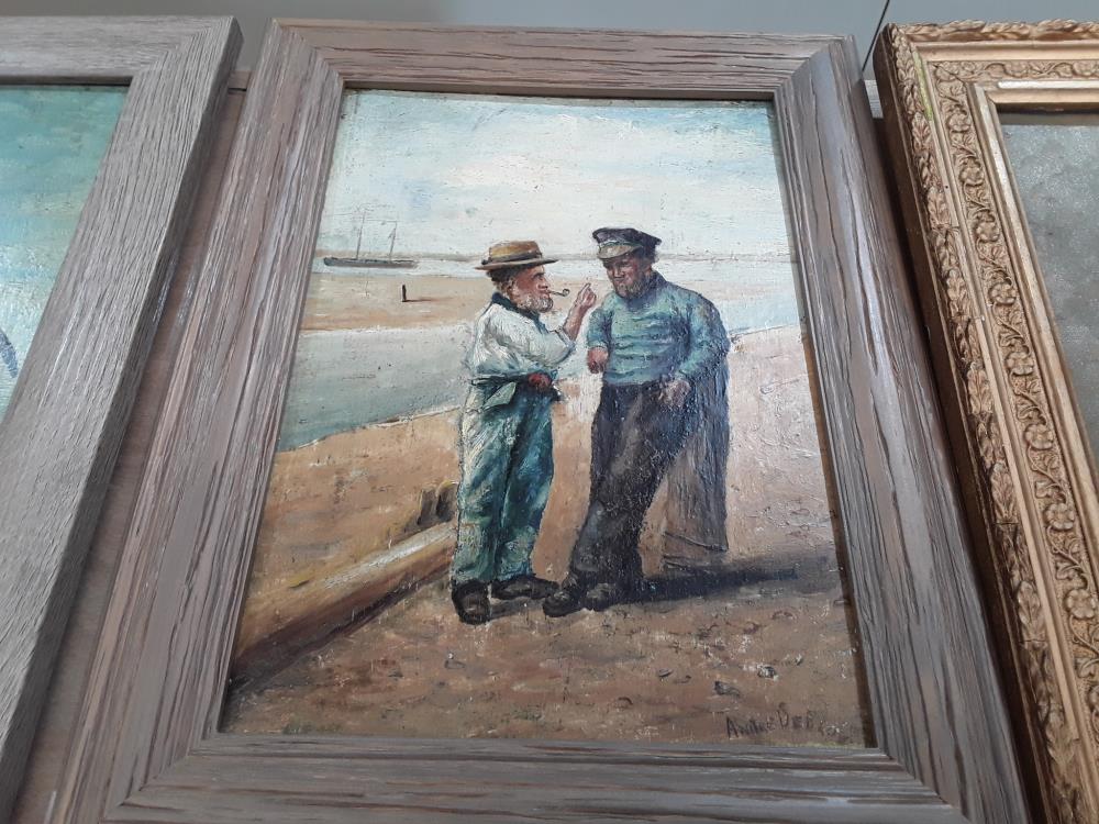 PEINTURE À L'HUILE SUR BOIS REPRODUCTION NAIN SIGNÉ ANDRÉ DEBRAY 