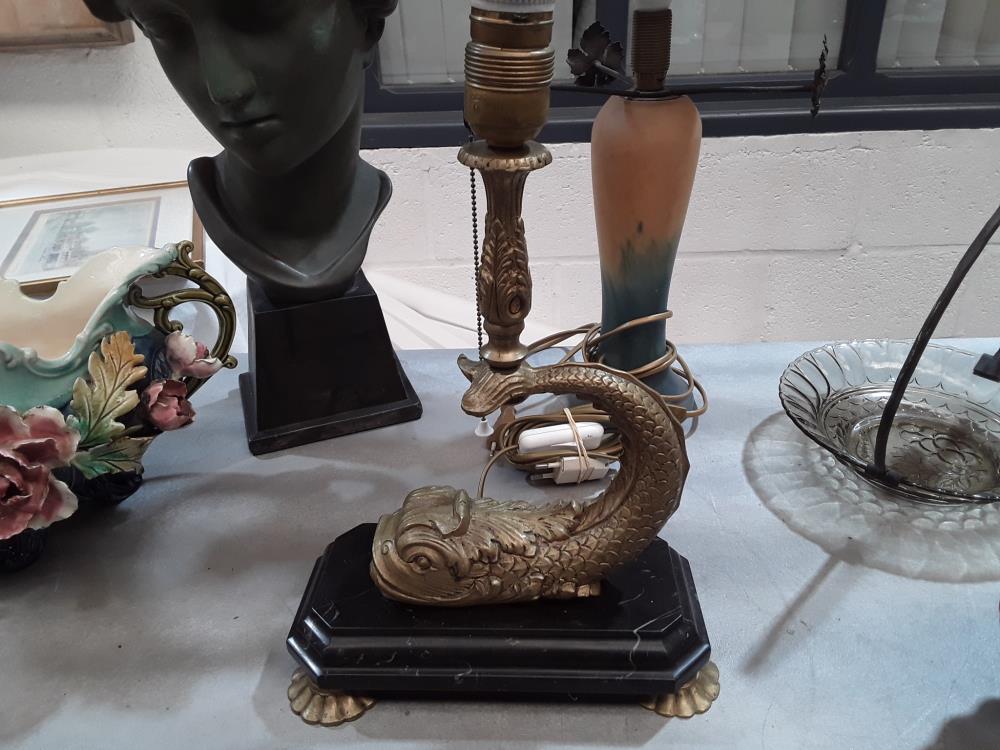 LAMPE EN BRONZE MONTÉ SUR MARBRE 