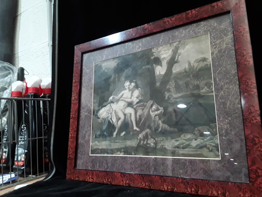 LITHO COUPLE ROMANTIQUE CADRE ACAJOU 