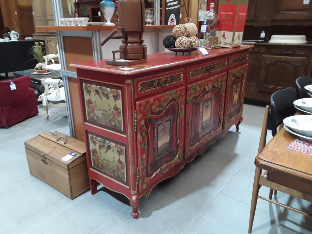 DRESSE PATINÉE ROUGE (2PORTES-2TIROIRS)