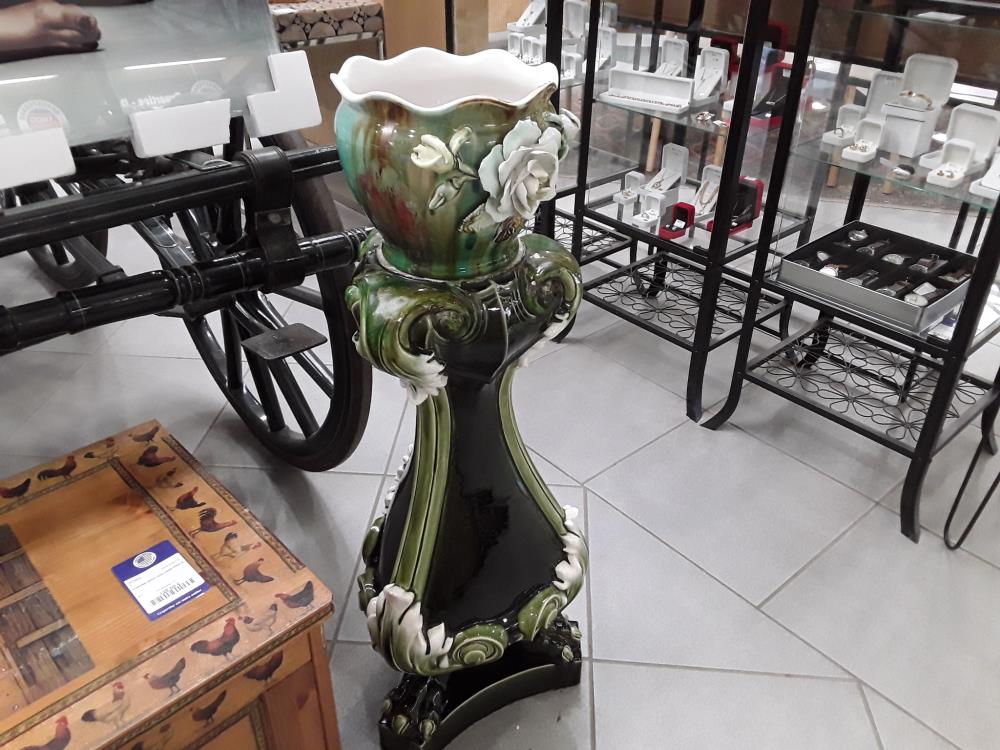 CACHE POT ET COLONNE EN BARBOTINE ANNÉE 20 