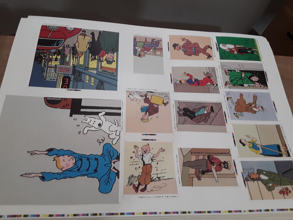 PLANCHE IMPRESSION TINTIN 1997 HERGE 106CM/75CM 
