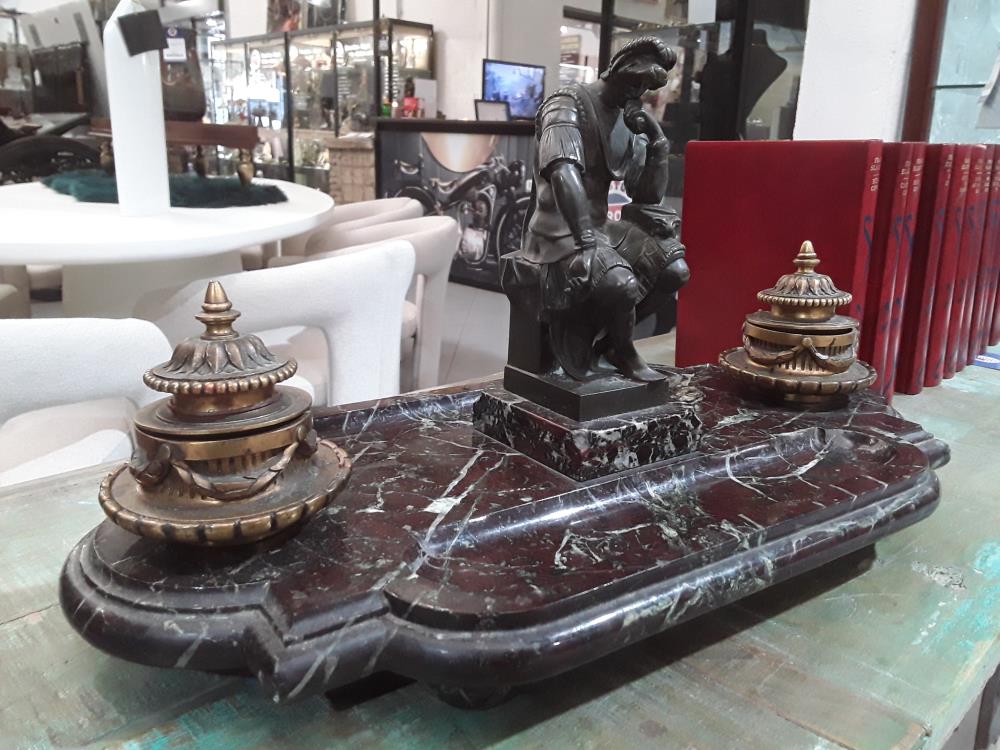 ENCRIER BRONZE COMPAGNIE DES BRONZES ECRITOIR AU PENSEUR 