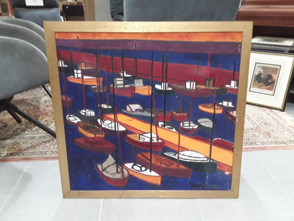 PEINTURE MODERNISTE À L'HUILE SIGNEE VOSCH