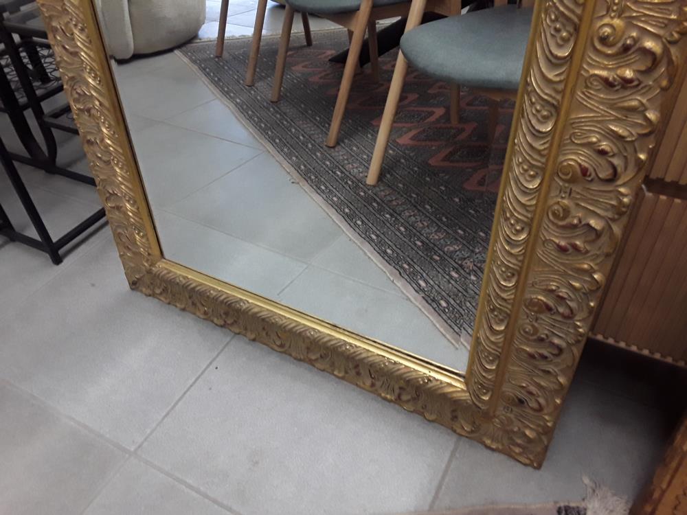 MIROIR BISAUTÉ DORÉ À CULOTS OPPOSÉS  85CM /146CM