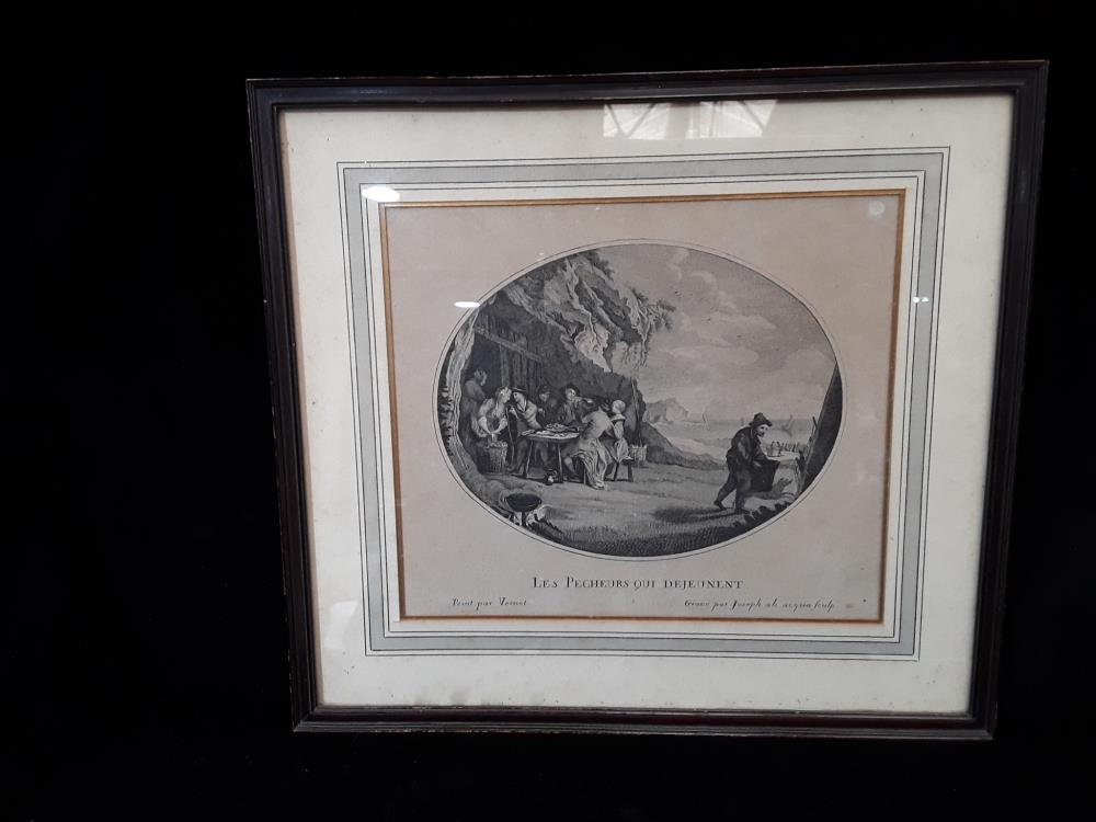 LITHOGRAPHIE LES PÊCHEURS QUI DEJEUNENT