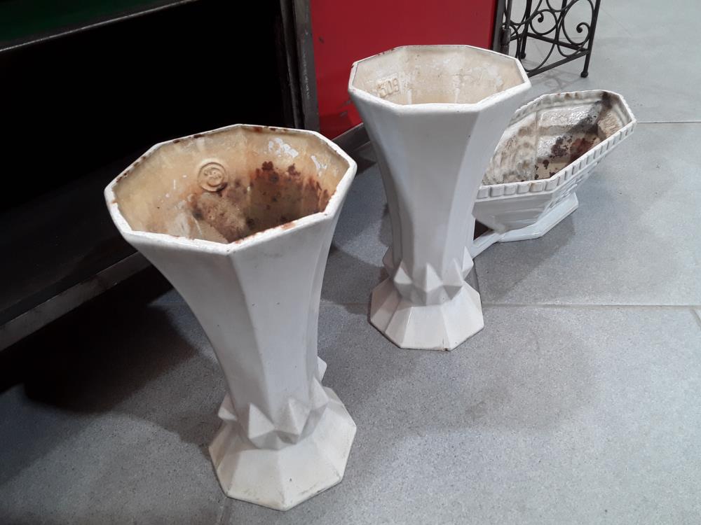 ENSEMBLE ART DECO FONTE EMAILLÉE ST ROCH COUVIN 