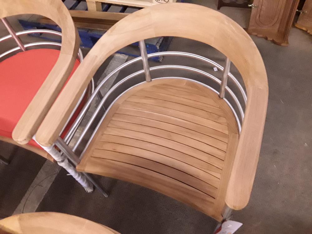 SERIE DE 6 FAUTEUILS DE TERRASSE INOX ET BOIS 