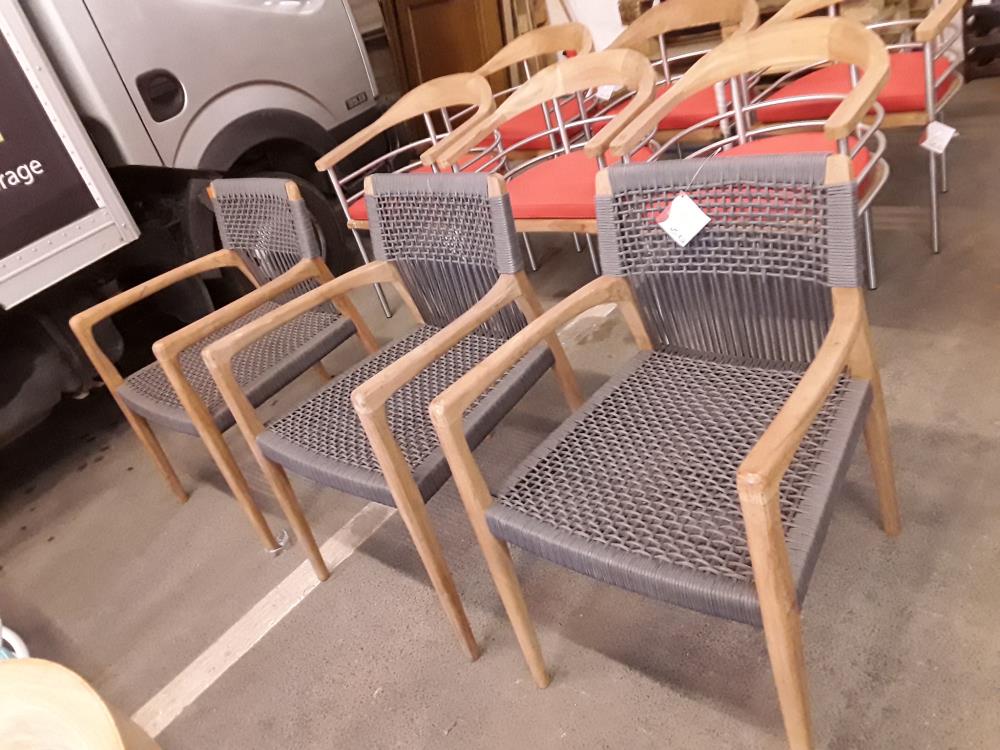 SERIE DE 3 CHAISES TERRASSE CORDE TRESSÉ