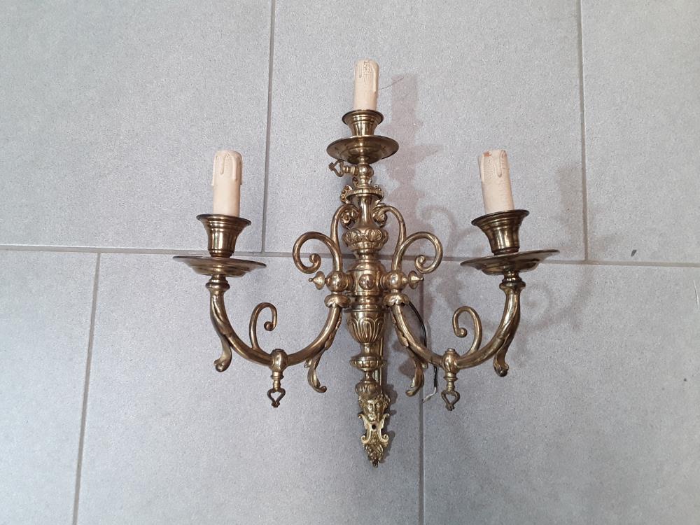 APPLIQUES EN BRONZE 3 BRANCHES DE STYLE LOUIS XVI 19ÈME 