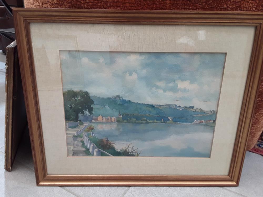 AQUARELLE BORD DE LA MEUSE WÉPION 