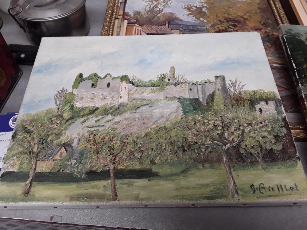 PEINTURE CHÂTEAU SIGNÉE G.BIELLOT 