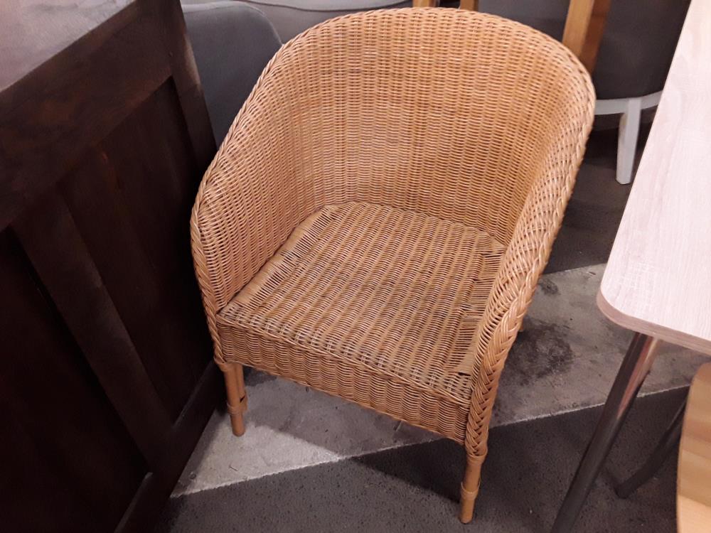 FAUTEUIL EN JONT TRESSÉ DECO VINTAGE 