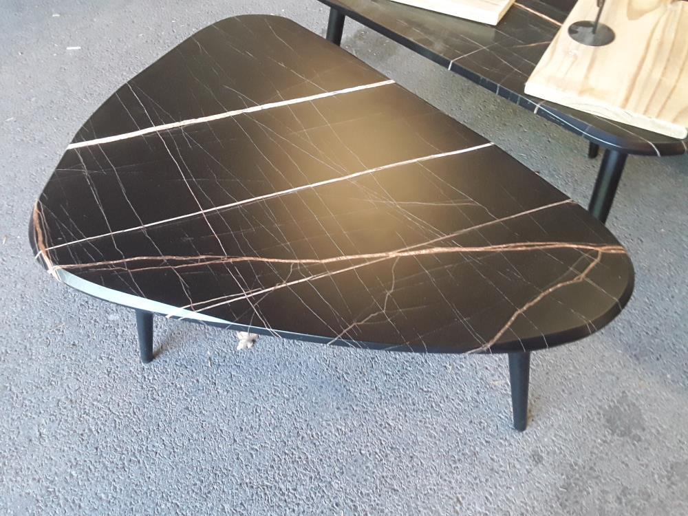 TABLE DE SALON DECO MARBRE NOIR 