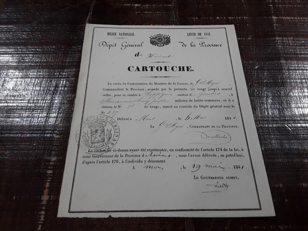 MILICE NATIONAL ORDRE INCORPORATION 1841