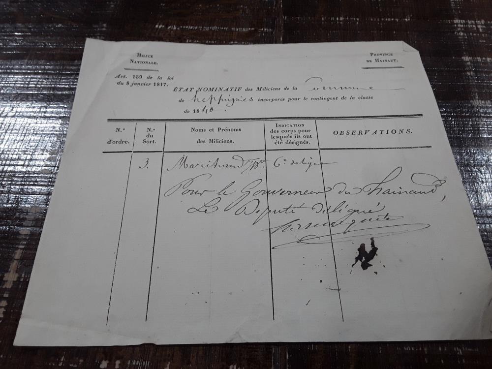 MILICE NATIONAL ORDRE INCORPORATION 1840