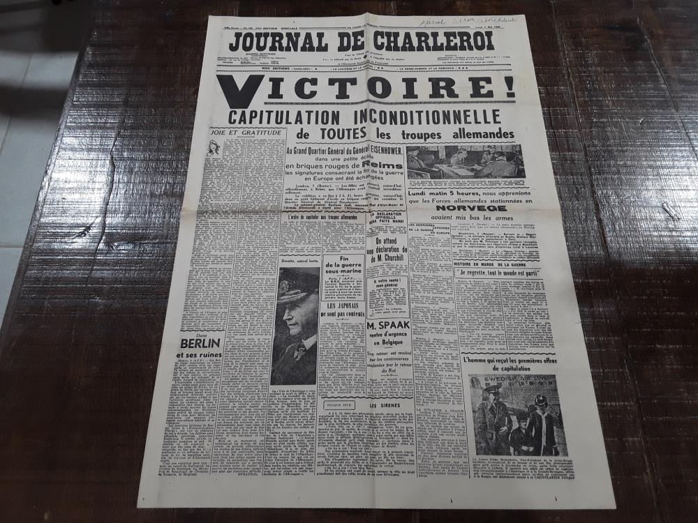 ORIGINAL JOURNAL DE CHARLEROI ED. SPECIALE 07 MAI 1945