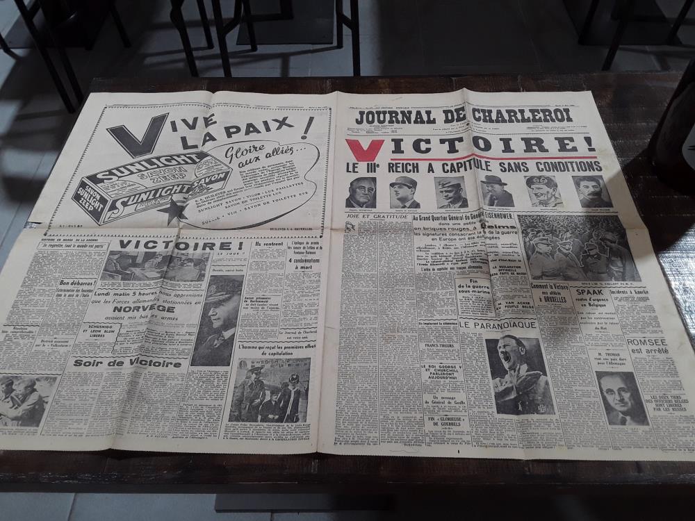 ORIGINAL JOURNAL DE CHARLEROI ED. SPECIALE 08 MAI 1945