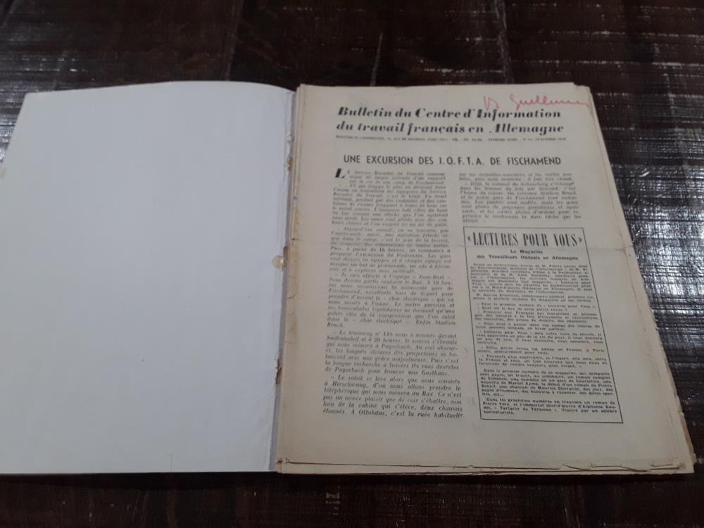 BULLETIN DU CENTRE D'INFORMATION DU TRAVAIL FRANÇAIS EN ALLEMAGNE  30/10/1943