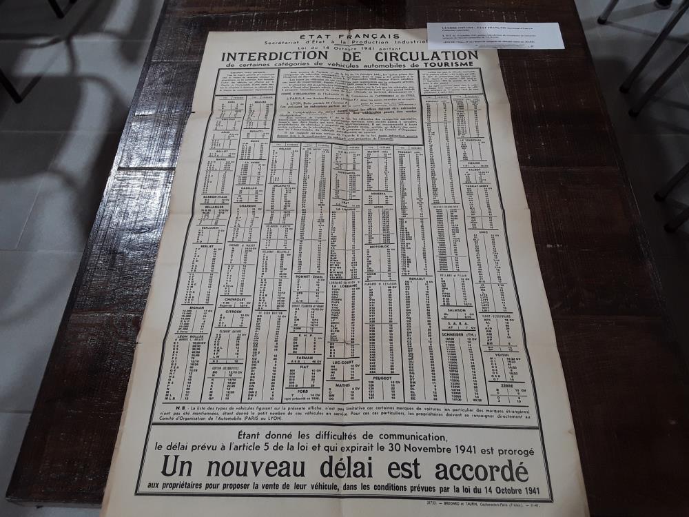 1939 - 1945 AFFICHE (72X45) INTERDICTION DE CIRCULATION (LISTE)