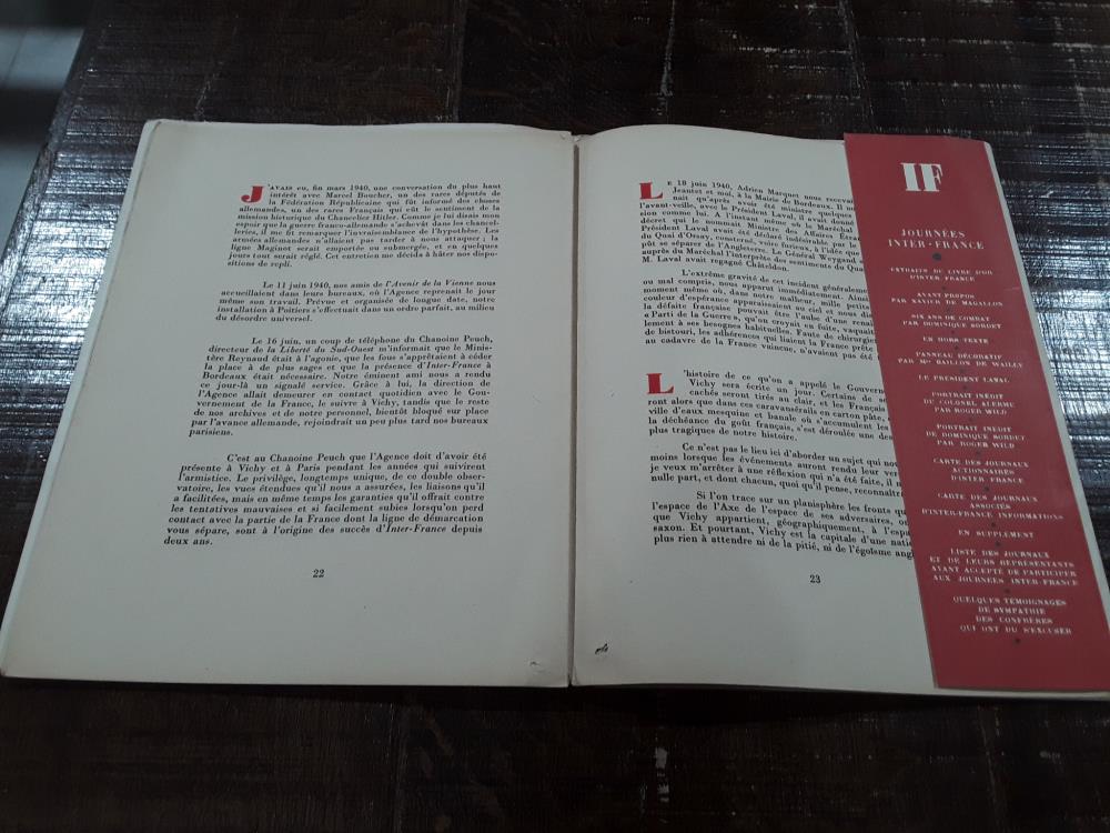 DEDICACE LAVAL ET REVUE INTER FRANCE 1942