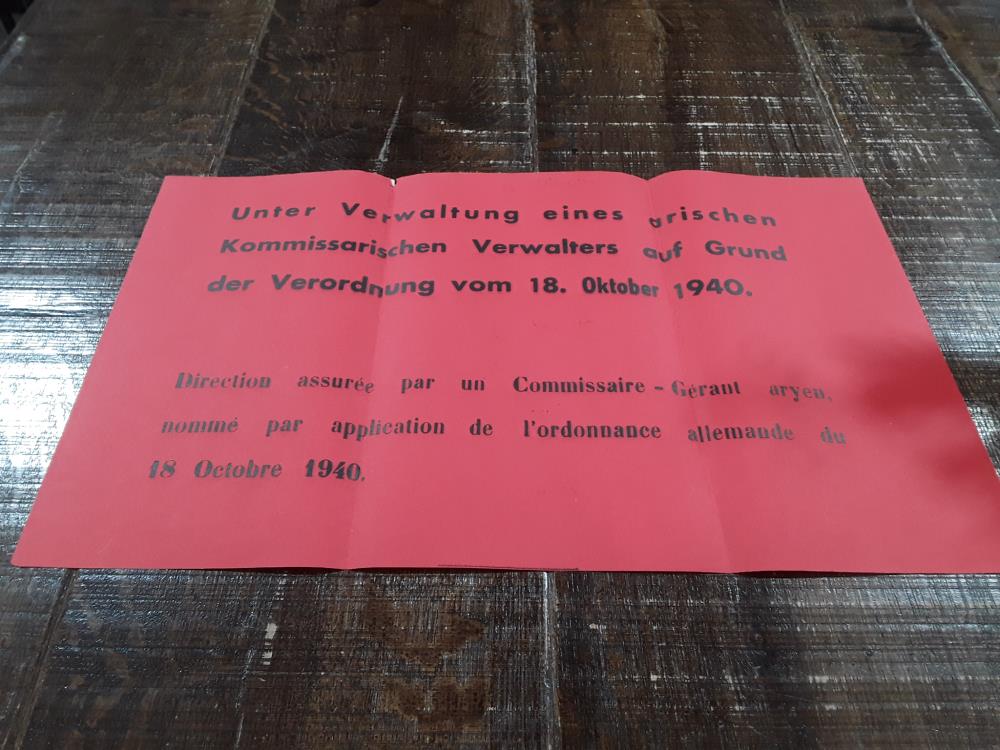 AFFICHE (48X28) BILINGUE À PLACARDER À L'ENTRÉE DES ENTREPRISE JUIVES