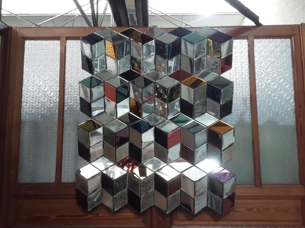MIROIR HOMMAGE VASARELY COULEUR SIGNÉ OLIVIER DE SCHRIJVER DESIGN