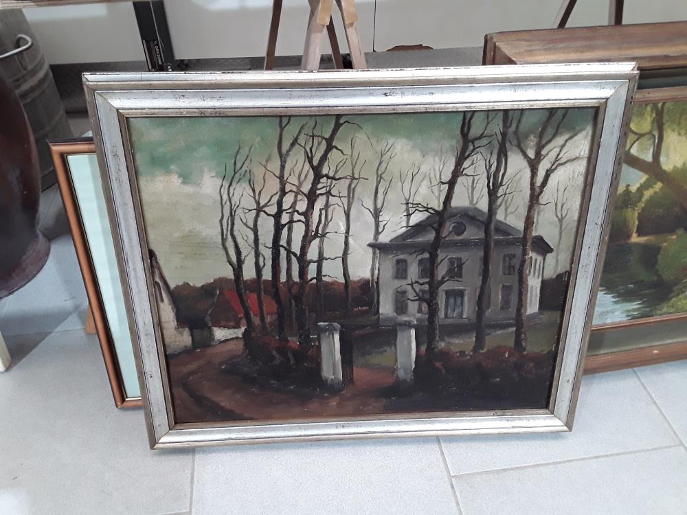 PEINTURE A L'HUILE MANOIR 19 ÈME 