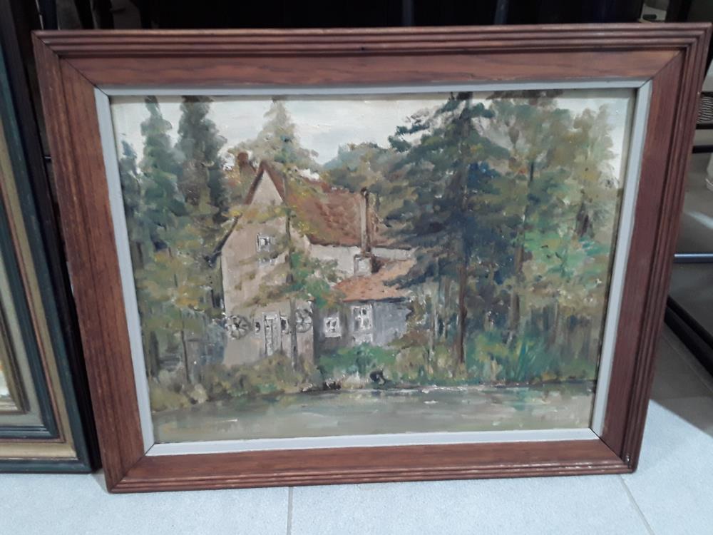 PEINTURE SUR TOILE MOULIN BORD DE MEUSE NAMUR 