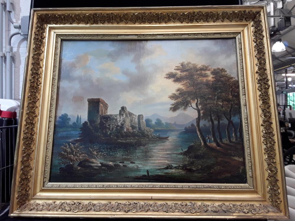 PEINTURE À L'HUILE SUR TOILE 18 EME ENCADREMENT DORE 