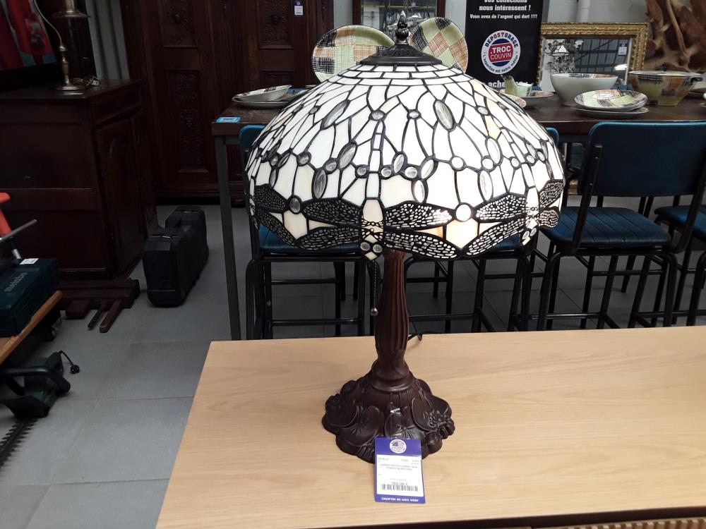 LAMPE TIFFANY LIBBELLULE NOIR ET BLANC 850