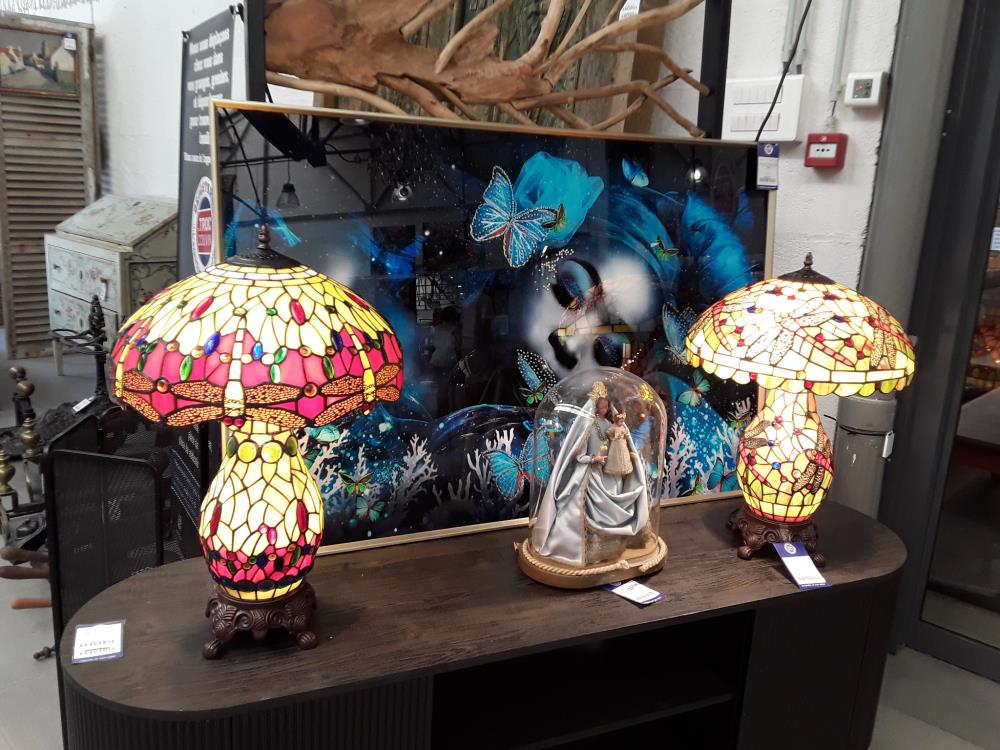 LAMPE TIFFANY CHAMPIGNION JAUNE ET ROUGE 892