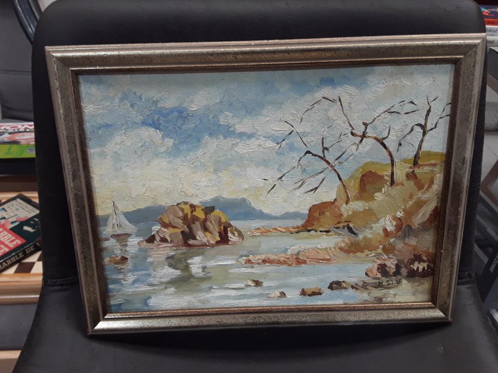 PEINTURE SUR PANNEAU BORD DE MER 