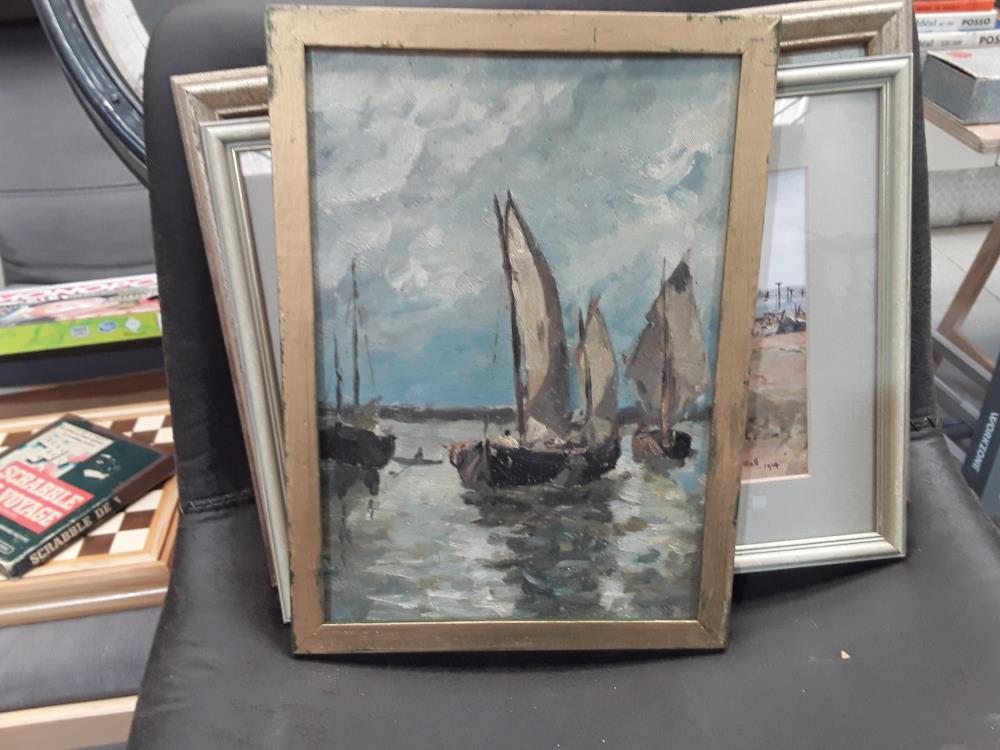 PEINTURE SUR CARTON VIEUX GRÉEMENT BRETAGNE 