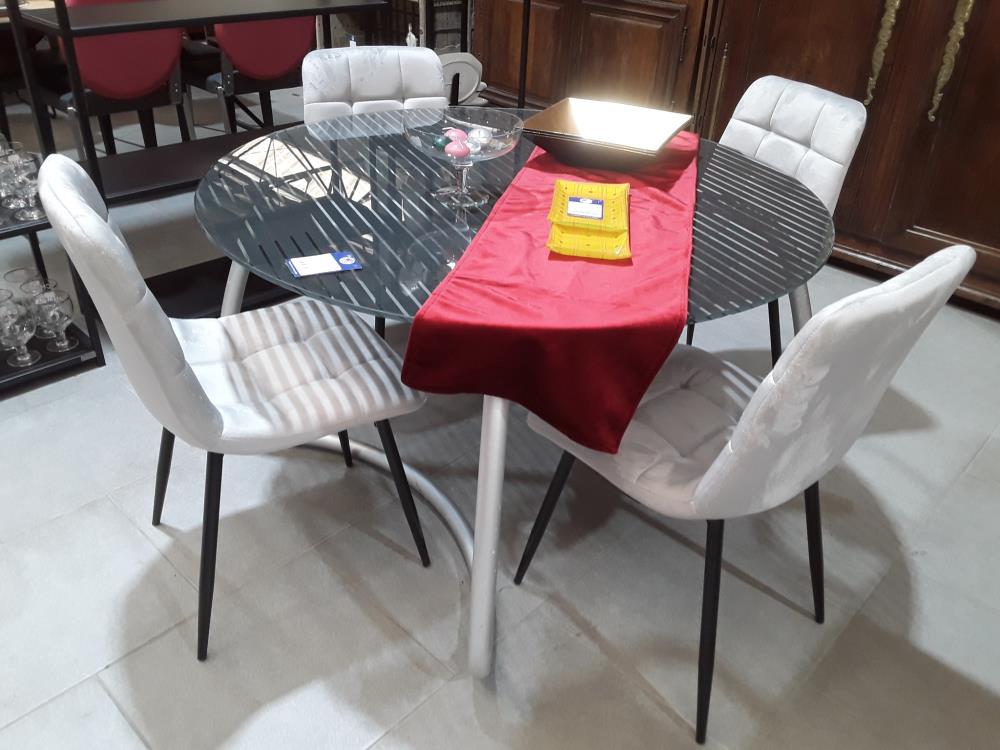 SERIE DE 4 CHAISES GRISE DESIGN