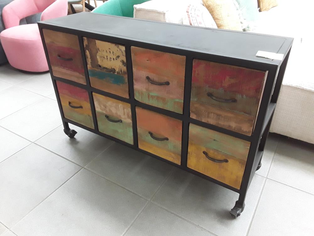 COMMODE 8 TIROIRS BOIS COLORÉ 