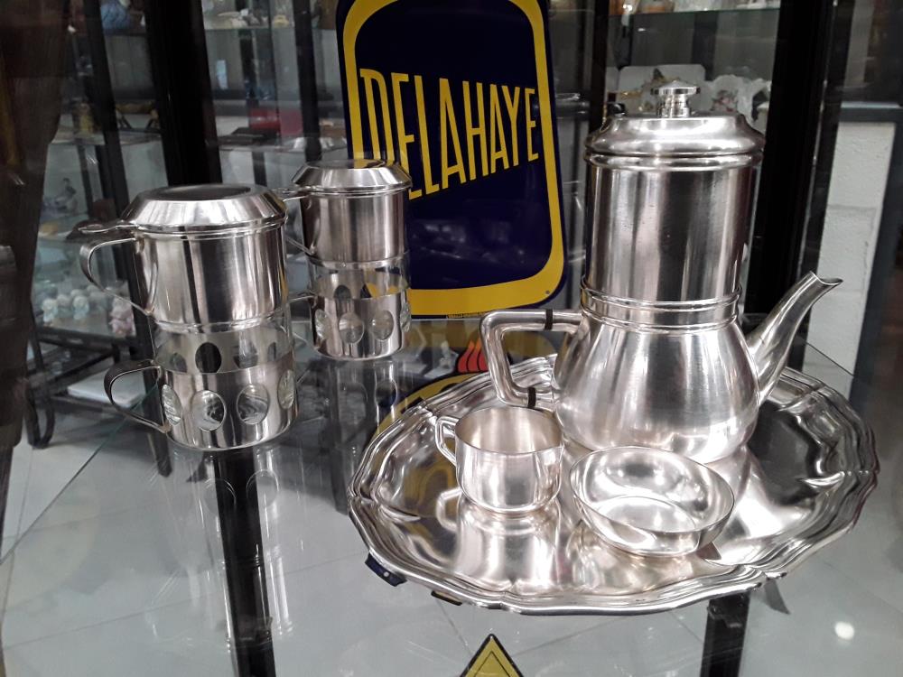 SERVICE À CAFÉ MÉTAL ARGENTÉ 
