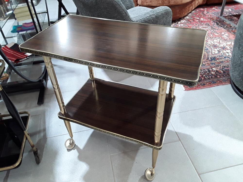 DESSERTE DEUX TABLETTES OR ET BOIS 