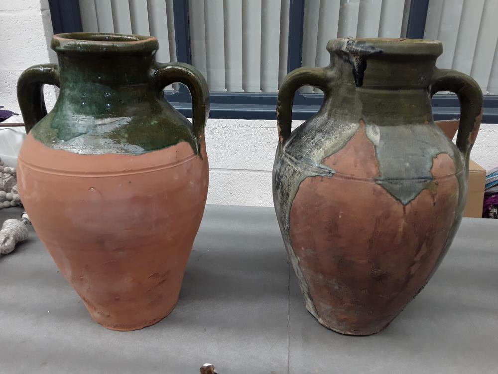 POT DECO TERRE CUITE ET PEINTURE VERTE EMAILLÉE 